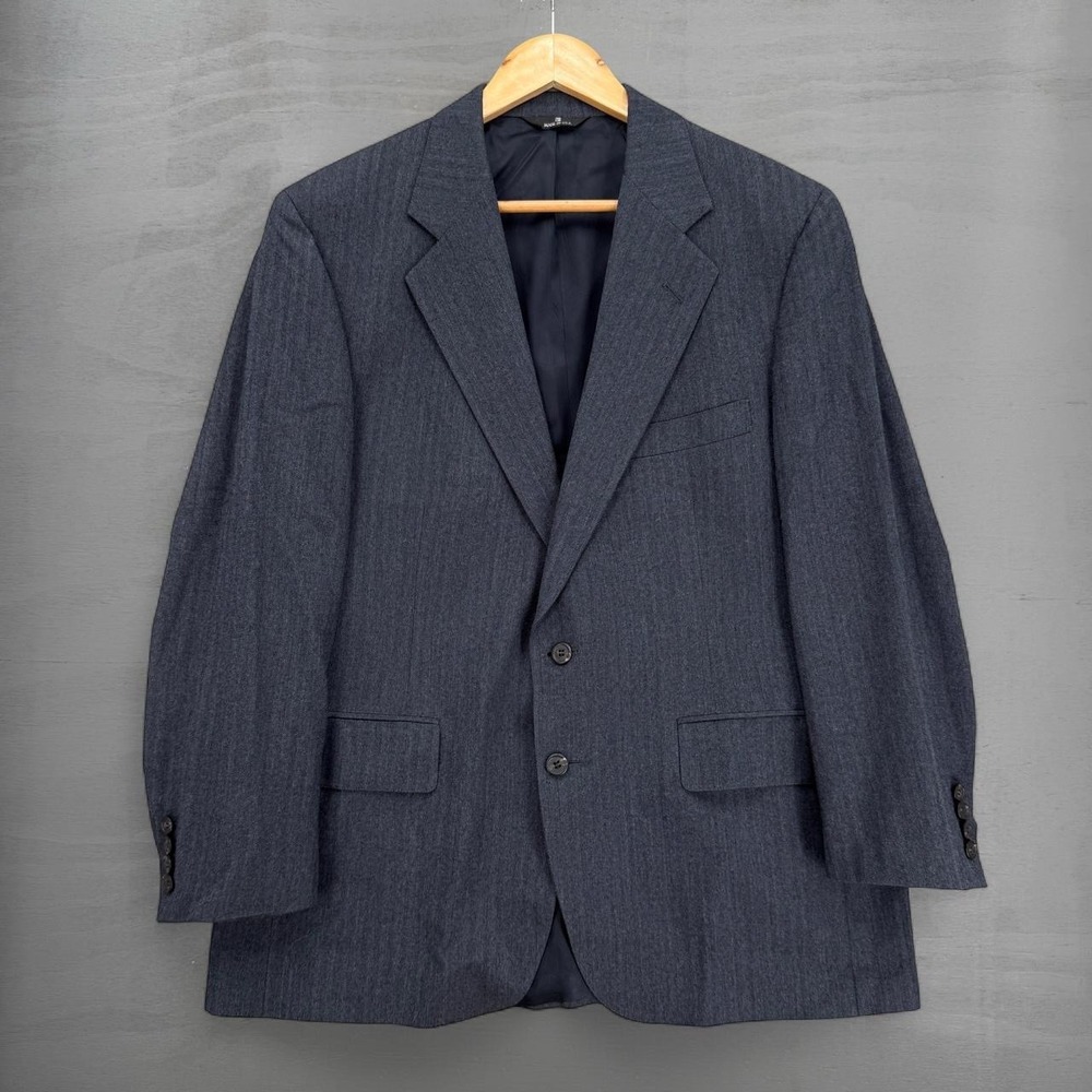 Vintage Polo Ralph Lauren University Club Blazer Gray Herringbone Wool USA 42R